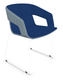 CHAISES ET TABOURETS - Pour tables standards, ht 75 cm, piétement 4 pieds - Melody - Fauteuil pietement Luge Blanc (BL). Tissu Int Step Bleu STB (L05) - Tissu Ext Step Bleu STN (L06)