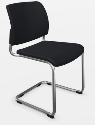 VISITEURS ET FONCTIONNELS - Luge - ZEN tissu visiteur - Chaise Piétement luge alu (AL).Assise et dossier tissu Bondai Noir (8033)