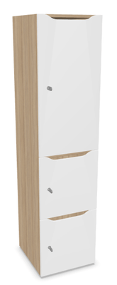 CASIERS - 3 cases - Meuble à cases H.182xL.45xP.50cm - 3 cases : 1 x H86cm (en haut) + 2 x H43cm (en bas). portes avec découpe en partie haute. serrure à code