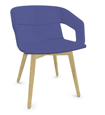 FAUTEUILS/POUFS - 4 pieds bois - MELODY fauteuil 4 pieds bois. face intérieure tissu SYNERGY coloris bleu royal face extérieure tissu SYNERGY coloris bleu royal piétement frêne brun