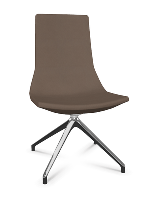 DIRECTION - Visiteurs - KI chaise de conférence haut dossier. piètement 4 branches en aluminium poli. revêtement vinyle RNN coloris marron