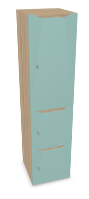 CASIERS - 3 cases - Meuble à cases H.182xL.45xP.50cm - 3 cases : 1 x H86cm (en haut) + 2 x H43cm (en bas). portes avec découpe en partie haute. serrure à code