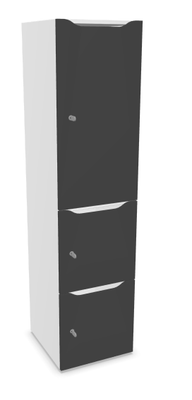 CASIERS - 3 cases - Meuble à cases H.182xL.45xP.50cm - 3 cases : 1 x H86cm (en haut) + 2 x H43cm (en bas). portes avec découpe en partie haute. serrure à code