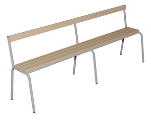 SCOLAIRE - Decouvrir - Banc MOLY avec dossier hêtre massif vernis incolore piètement époxy - L200 cm - T1