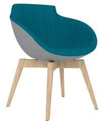 FAUTEUILS/POUFS - 4 pieds bois - COCO Siège Lounge coque polyuréthane moulé tapissé Step intérieur Turquoise chiné / extérieur Gris chiné