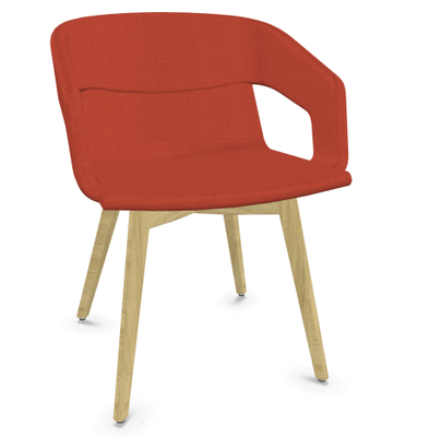 FAUTEUILS/POUFS - 4 pieds bois - MELODY fauteuil 4 pieds bois. face intérieure tissu SYNERGY coloris rouge face extérieure tissu SYNERGY coloris rouge piétement frêne brun
