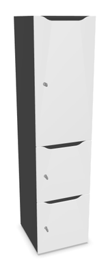 CASIERS - 3 cases - Meuble à cases H.182xL.45xP.50cm - 3 cases : 1 x H86cm (en haut) + 2 x H43cm (en bas). portes avec découpe en partie haute. serrure à code