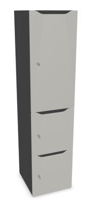 CASIERS - 3 cases - Meuble à cases H.182xL.45xP.50cm - 3 cases : 1 x H86cm (en haut) + 2 x H43cm (en bas). portes avec découpe en partie haute. serrure à code