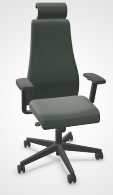 DIRECTION - Fauteuils - SO PRETTY - Fauteuil manager + têtière + accotoirs. Mécanisme synchrone décalé avec translation d'assise. Tissus Cuir Pleine Fleur Vert foncé SQH SQH