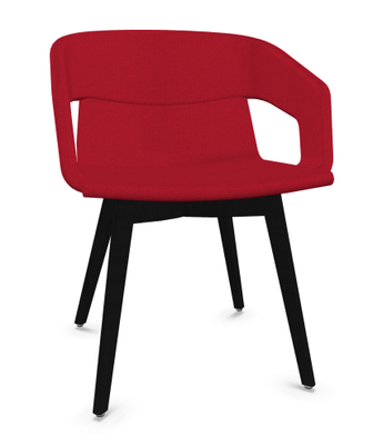 FAUTEUILS/POUFS - 4 pieds bois - MELODY fauteuil 4 pieds bois. face intérieure tissu STEP coloris rouge face extérieure tissu STEP coloris rouge piétement noir