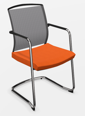 VISITEURS ET FONCTIONNELS - Luge - Dandy - Chaise piétement luge chrome (CH).Assise Vinyle Valencia Orange VLN (VLN)