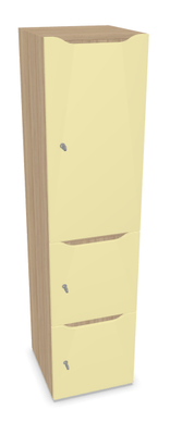 CASIERS - 3 cases - Meuble à cases H.182xL.45xP.50cm - 3 cases : 1 x H86cm (en haut) + 2 x H43cm (en bas). portes avec découpe en partie haute. serrure à code