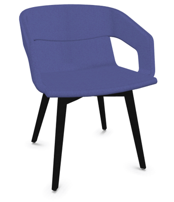 FAUTEUILS/POUFS - 4 pieds bois - MELODY fauteuil 4 pieds bois. face intérieure tissu SYNERGY coloris bleu royal face extérieure tissu SYNERGY coloris bleu royal piétement noir