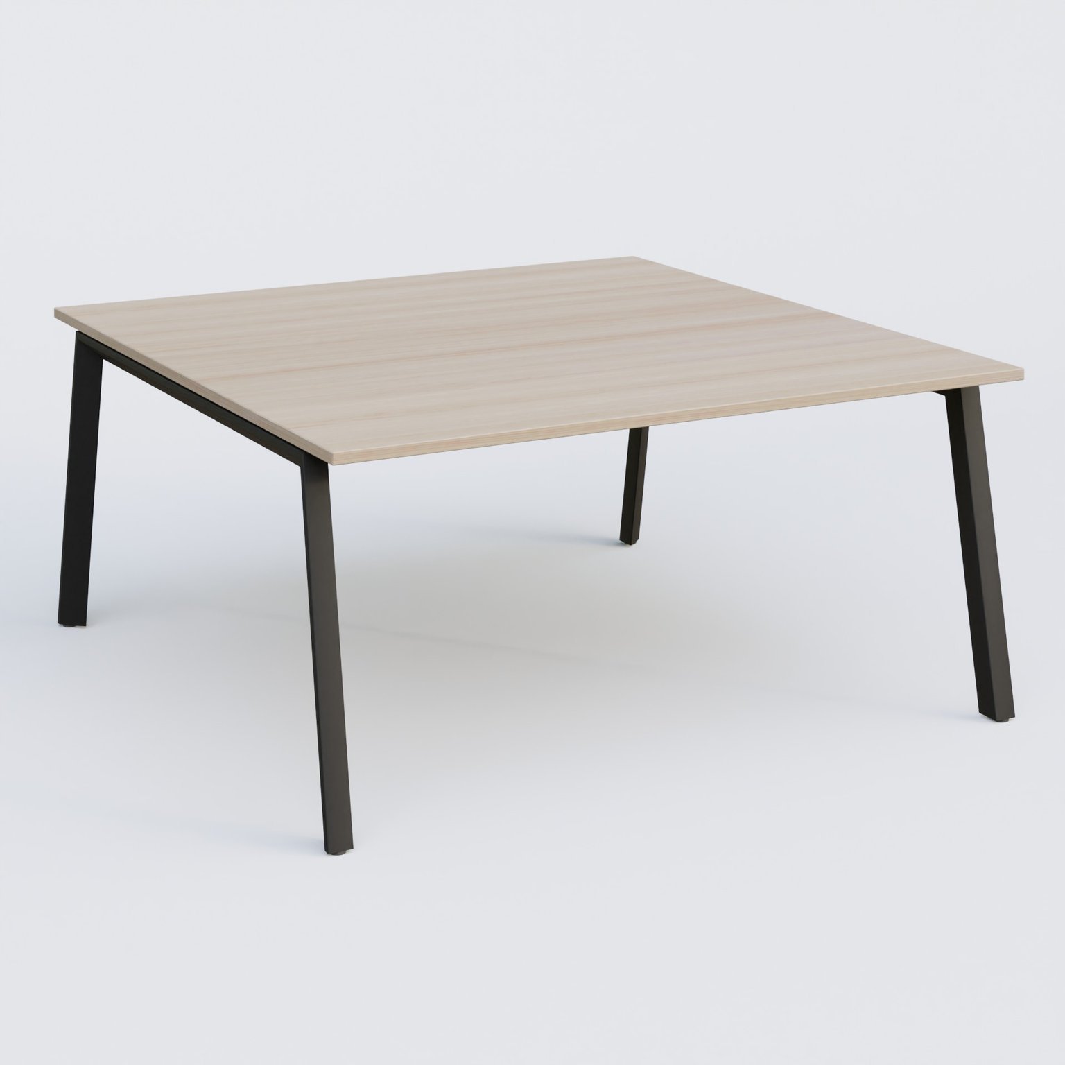 K8 plan droit 160*165 cm. Plateau Acacia et pietement Noir Mat.