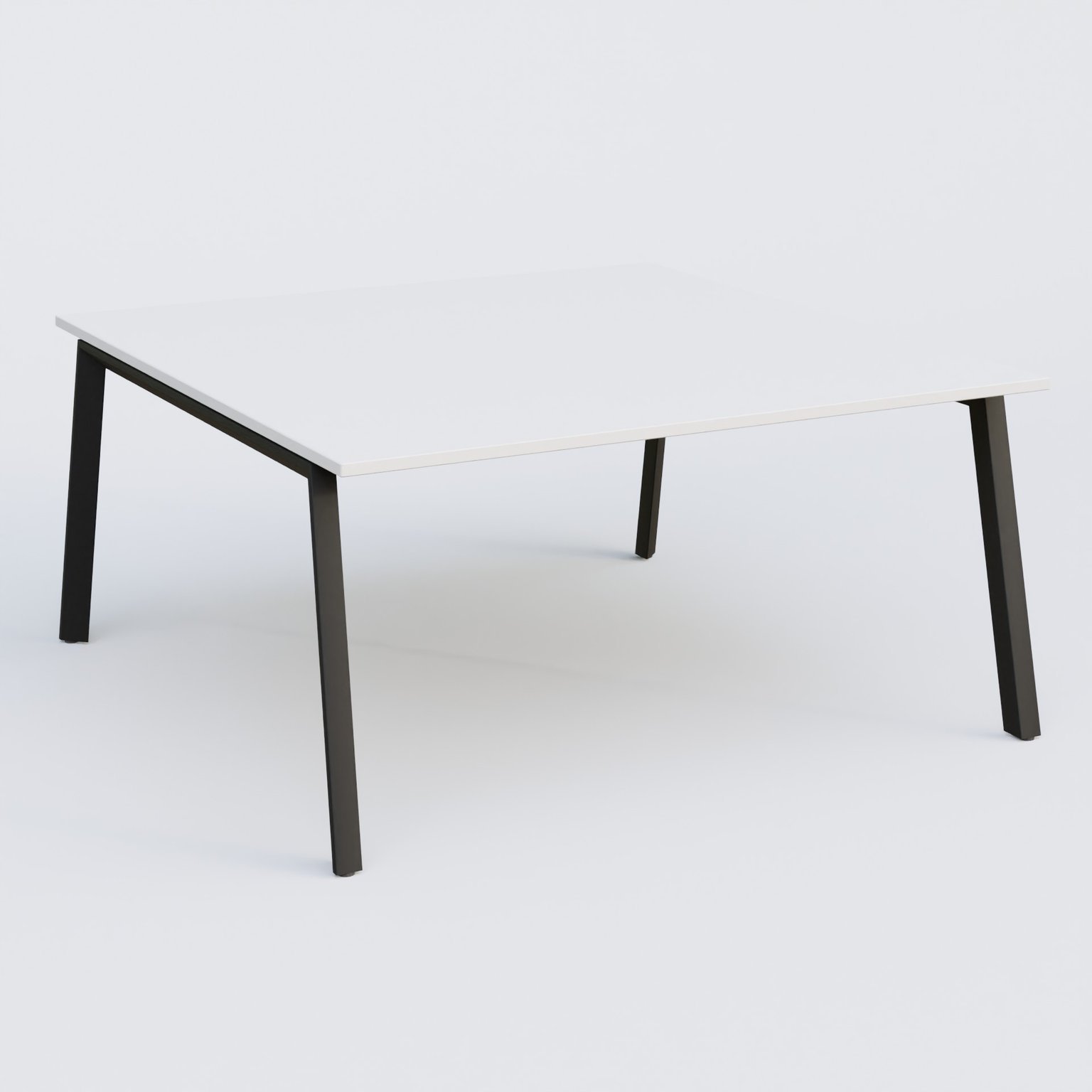 K8 plan droit 160*165 cm. Plateau Blanc et pietement Noir Mat.