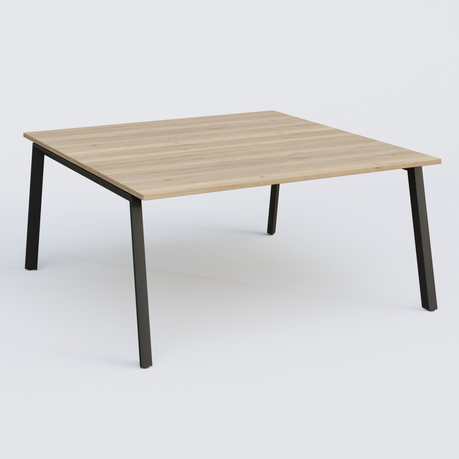 K8 plan droit 160*165 cm. Plateau Chêne naturel et pietement Noir Mat.