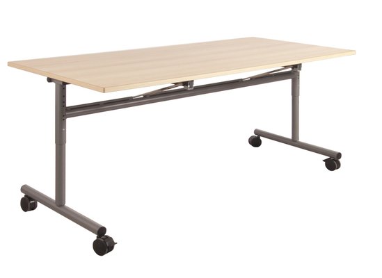 SCOLAIRE - Se Reunir - Table rabattable ÉCLIPSE plateau ép.24 mm stratifié chant bois piètement époxy - 180x80 cm - T3 à T6
