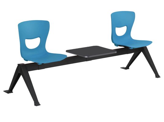 SCOLAIRE - Se Reunir - Siège poutre SMIL3P 2 pl. 1 tablette coque polypropylène pièt. époxy - L185xP70x78 cm - Bleu P23/nr