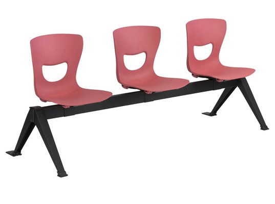 SCOLAIRE - Se Reunir - Siège poutre SMIL3P 3 pl. coque polypropylène pièt. époxy - L185xP70x78 cm - Corail P33/nr