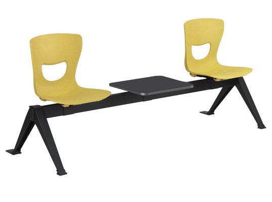 SCOLAIRE - Se Reunir - Siège poutre SMIL3P 2 pl. 1 tablette coque polypropylène pièt. époxy - L185xP70x78 cm - Jaune P07/nr
