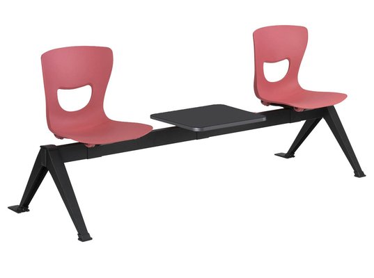 SCOLAIRE - Se Reunir - Siège poutre SMIL3P 2 pl. 1 tablette coque polypropylène pièt. époxy - L185xP70x78 cm - Corail P33/nr