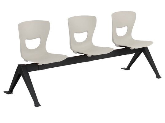 SCOLAIRE - Se Reunir - Siège poutre SMIL3P 3 pl. coque polypropylène pièt. époxy - L185xP70x78 cm - Beige P05/nr