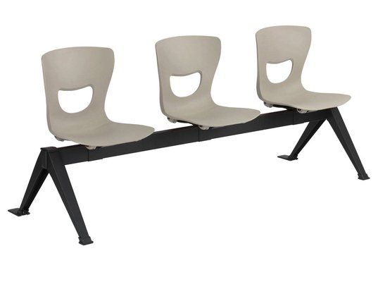 SCOLAIRE - Se Reunir - Siège poutre SMIL3P 3 pl. coque polypropylène pièt. époxy - L185xP70x78 cm - Taupe P02/nr